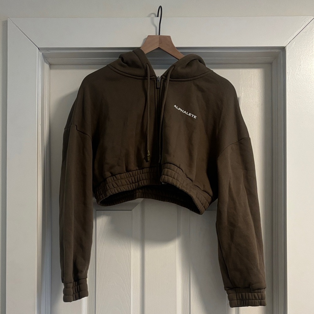 Alphalete Moss Green Cropped Hoodie